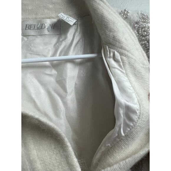 Beldini Vintage Angora Rabbit Hair Cardigan Beaded Lined Sweater Jacket Medium - Picture 4 of 12